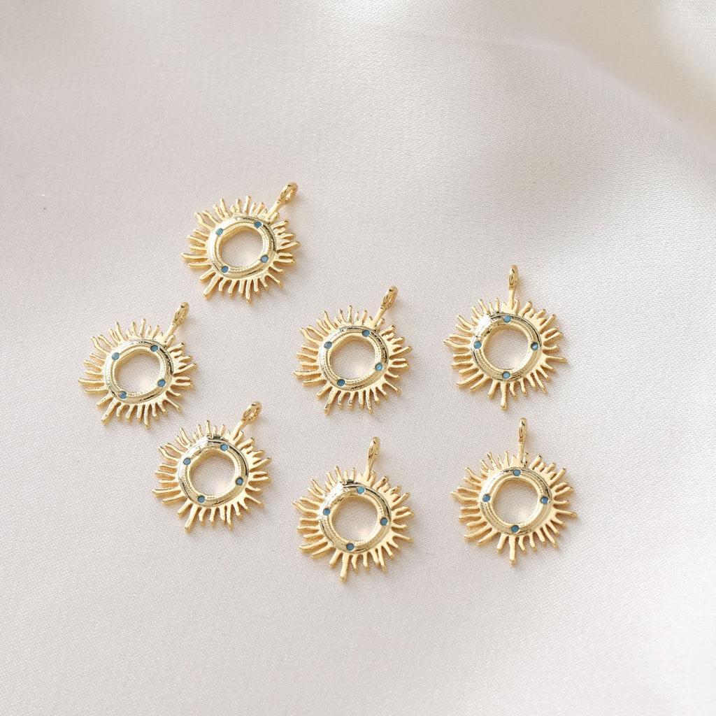 Sun, Moon, Star Charm, CZ Pave Pendant, 18K Gold Plated Rainbow Pave Pendant, Necklace Making Charm, Jewelry Findings JG012