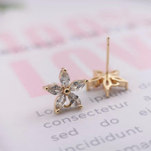 Load image into Gallery viewer, 4PCS Cubic Flower Earring Post with Loops, S925 Silver Pin Nickel Free Earrings, Ear Stud Loop, Hypoallergenic Earring Findings Z005