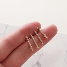 Load image into Gallery viewer, 5 Pairs- Rectangle Ear Post with Loops, Nickel Free, Micro CZ Pave, 18K Gold Plated Stud Earring Finding BB004