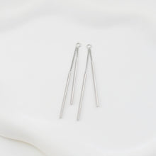 Load image into Gallery viewer, Silver Chain Tassel Pendant with Long Bar, Rhodium Plated Earring Chain Pendant, Earring Findings ZX349