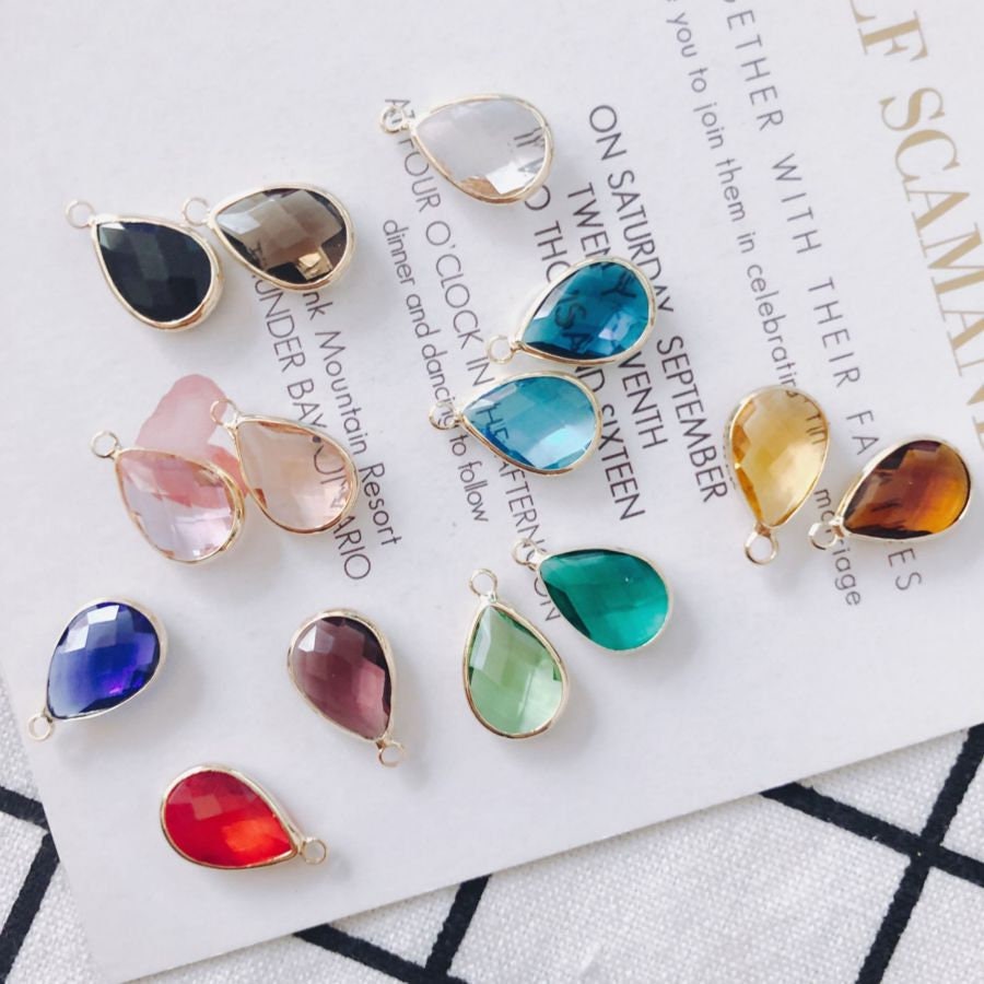 10 قطع - دلايات كريستال صغيرة على شكل دمعة، مطلية بالذهب عيار 14 قيراطًا، مقاس 10*17.5 مم، قطع مجوهرات MY027-F014