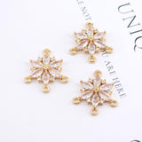 Flower Charm, Cubic Zircon Crystal Flower Pendant, CZ Earring Charms,  Real Gold Plated Brass Earring Charms, Jewelry Findings STG041-F210