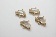 Load image into Gallery viewer, Danity Half Circle Connector with 2 holes, 14K Gold Plated, Crystal Connectors, 15x15mm Jewelry Findings JH032