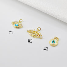 تحميل الصورة إلى عارض المعرض، تميمة عين الشر، قلادة عين مطلية بالذهب عيار 18 قيراطًا من المينا، تميمة لصنع القلائد، قطع مجوهرات S20697