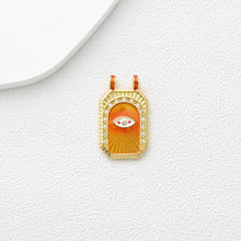 Load image into Gallery viewer, Evil Eye Pendant, Rectangle Card Charm, Enamel Eye Charms, 18K Gold Plated, For Necklace Making, Jewelry Findings S1353