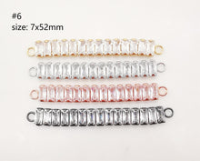 Load image into Gallery viewer, Cubic Tennis Connector, 18K Gold Plated CZ Pave Tennis Pendant, 50mm in length, Bracelet Making Charm, Jewelry Findings S1085