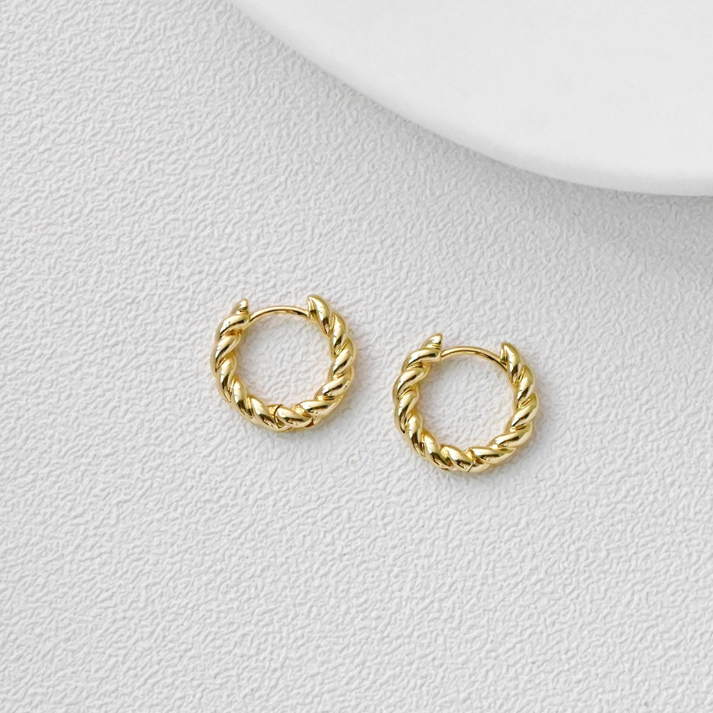 Twisted Round Earring Hoops, Gold Plated Huggie Hoop Earring, Leverback Earring, DIY Earring  Findings, Handmade Earring Supplies D0559