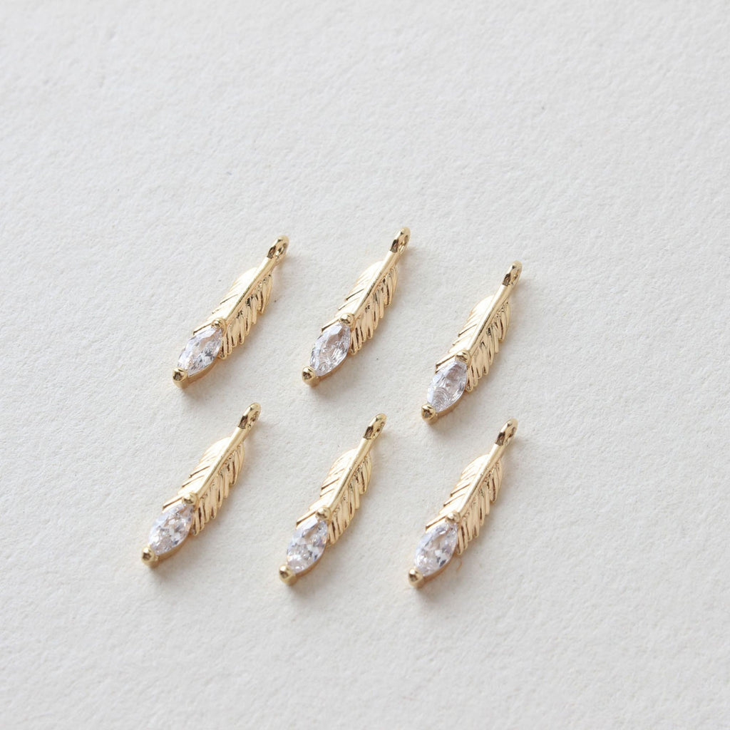 Conector Danity con presillas, colgante de pluma, accesorios para aretes chapados en oro y plata de 14 quilates, accesorios de joyería ZZ081