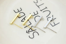 Load image into Gallery viewer, 10pcs Rectangular Mini Ear Post with Loops, S925 Silver Ear Pin, Nickel Free, 18K Gold/ Silver Plated Stud Earring Finding GZ201