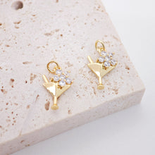 Load image into Gallery viewer, Martini Drink Charms, 18K Gold Plated Cubic Pave Charms, Cocktail Pendant, Necklace charms, 14x9mm, Jewelry Findings S810