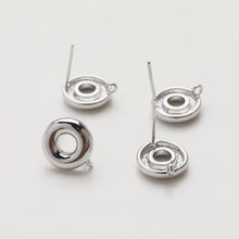 Load image into Gallery viewer, Round Geometry Earring Post, S925 Silver Pin, 14K Gold/Silver Plated, Nickel Free Earrings, Irregular Shape Ear Stud with Loop JG067-ZX246