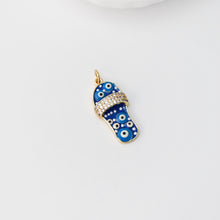 Load image into Gallery viewer, Shoes Charms, Clear/Blue Cubic Sneaker Pendant, Slipper Charms, 18K Gold Plated, Necklace Earring Making Charms, Jewelry Findings