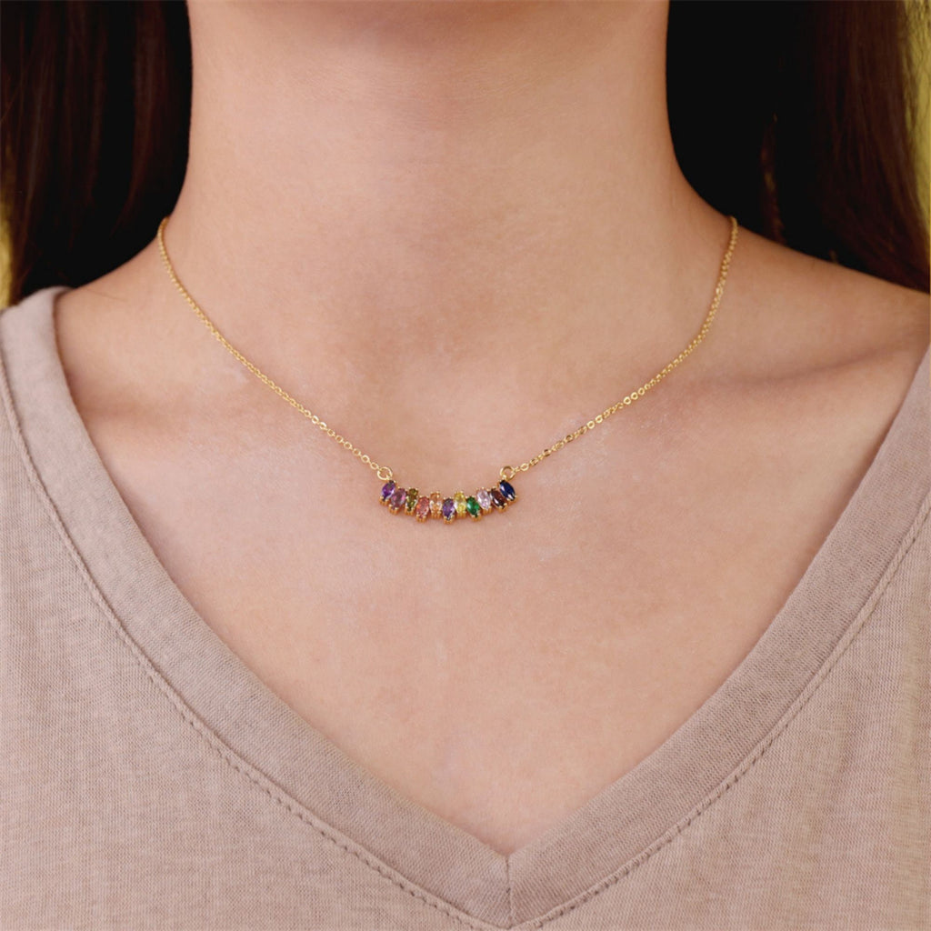 Rainbow Cubic Tennis Connector, 4mm CZ, 18K Gold Plated CZ Pave Tennis Pendant, Bracelet Making Charm, Jewelry Findings S20540