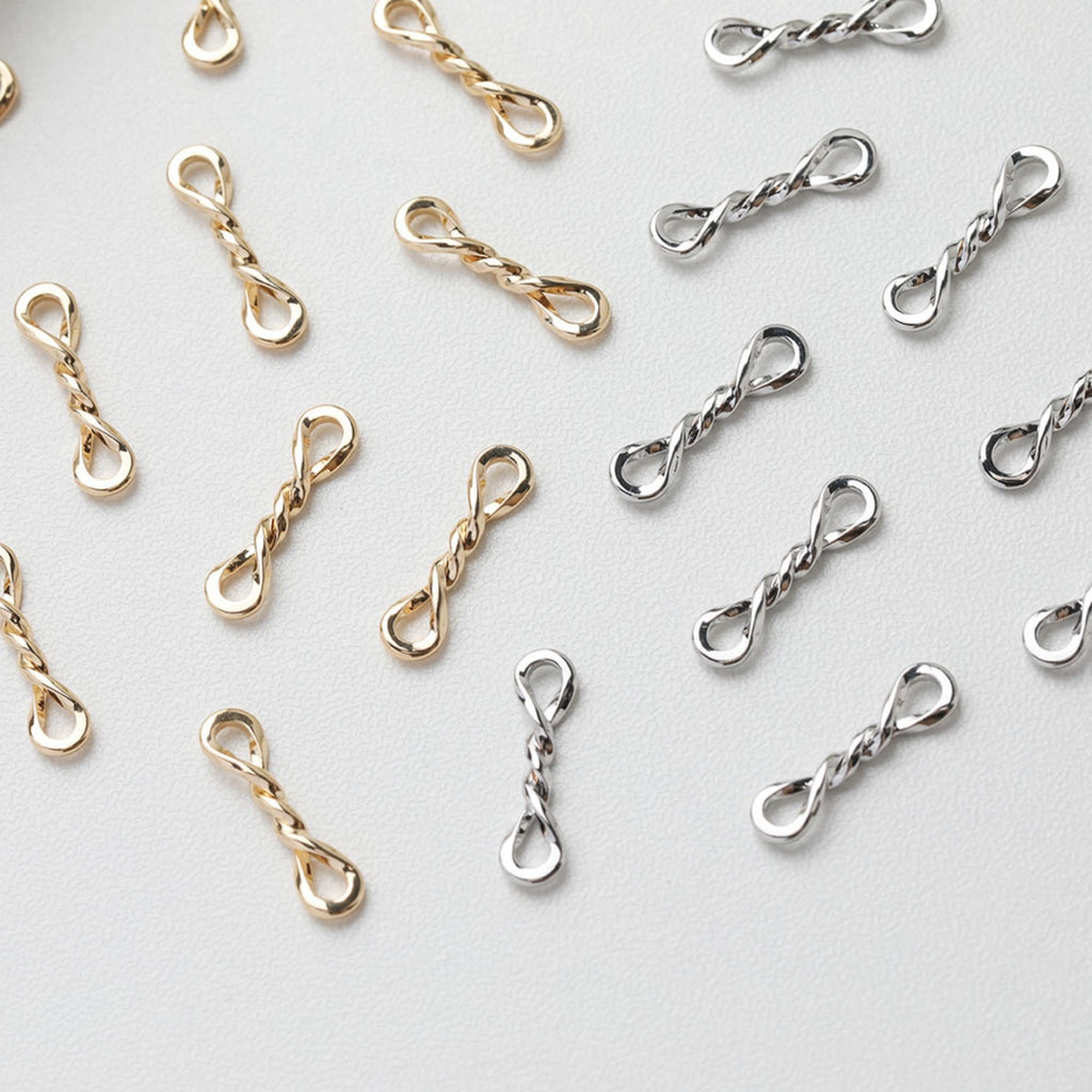 10PCS Gold Figure 8 Connectors, Twist Connector, 18K Gold Plated Link Connectors, Infinity Connector Jewelry Findings GE109