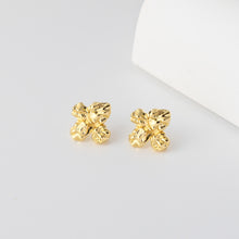 Load image into Gallery viewer, Pleated Flower Earrings Post With Loop, 18K Gold Plated, Nickel Free, S925 Silver Pin, Ear Stud Hypoallergenic Earring Findings D0447