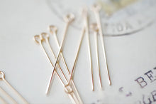 Load image into Gallery viewer, 14K Gold Filled Eye Pins- 10PCS 23/2527 Gauge Eye Head Pins, O Pins, Gold Filled Jewelry Making Supply B032