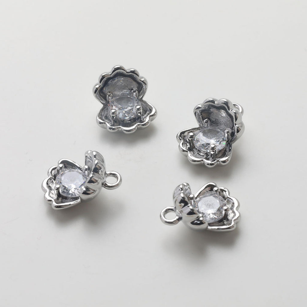 SeaShell Charms, 14K Gold Plated CZ Pave, Beach Charm, Necklace Making Charms, Jewelry Findings GZ767