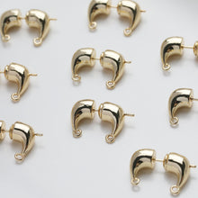 Cargar imagen en el visor de la galería, Pendientes de aro con diseño de cuerno de vaca, oro/plata de 14 quilates, pendientes de plata S925 sin níquel, accesorios hipoalergénicos para pendientes tipo botón GE116