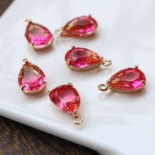 Load image into Gallery viewer, 10pcs- Crystal Tiny Teardrop Charms, 14K Gold/Silver Plated Teardrop Pendant, 10*14mm, Jewelry Findings HL046-F122