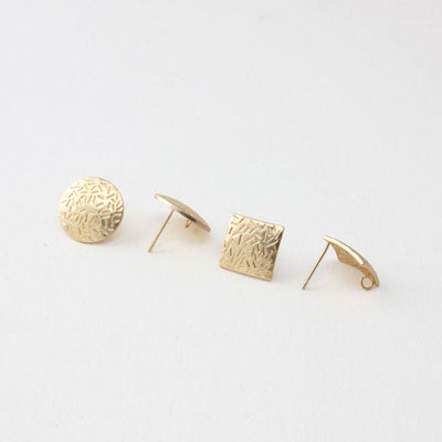 Pendiente redondo/cuadrado texturizado con aro, pendiente de plata S925 sin níquel, pendiente de botón de oro mate, accesorios hipoalergénicos GZ187