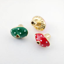 Load image into Gallery viewer, Enamel Mushroom Beads, Fruit Spacer Beads, Large Hole Gold Plated Beads, 18K Gold Plated,  Bracelet Necklace Making Jewelry Finding S1109