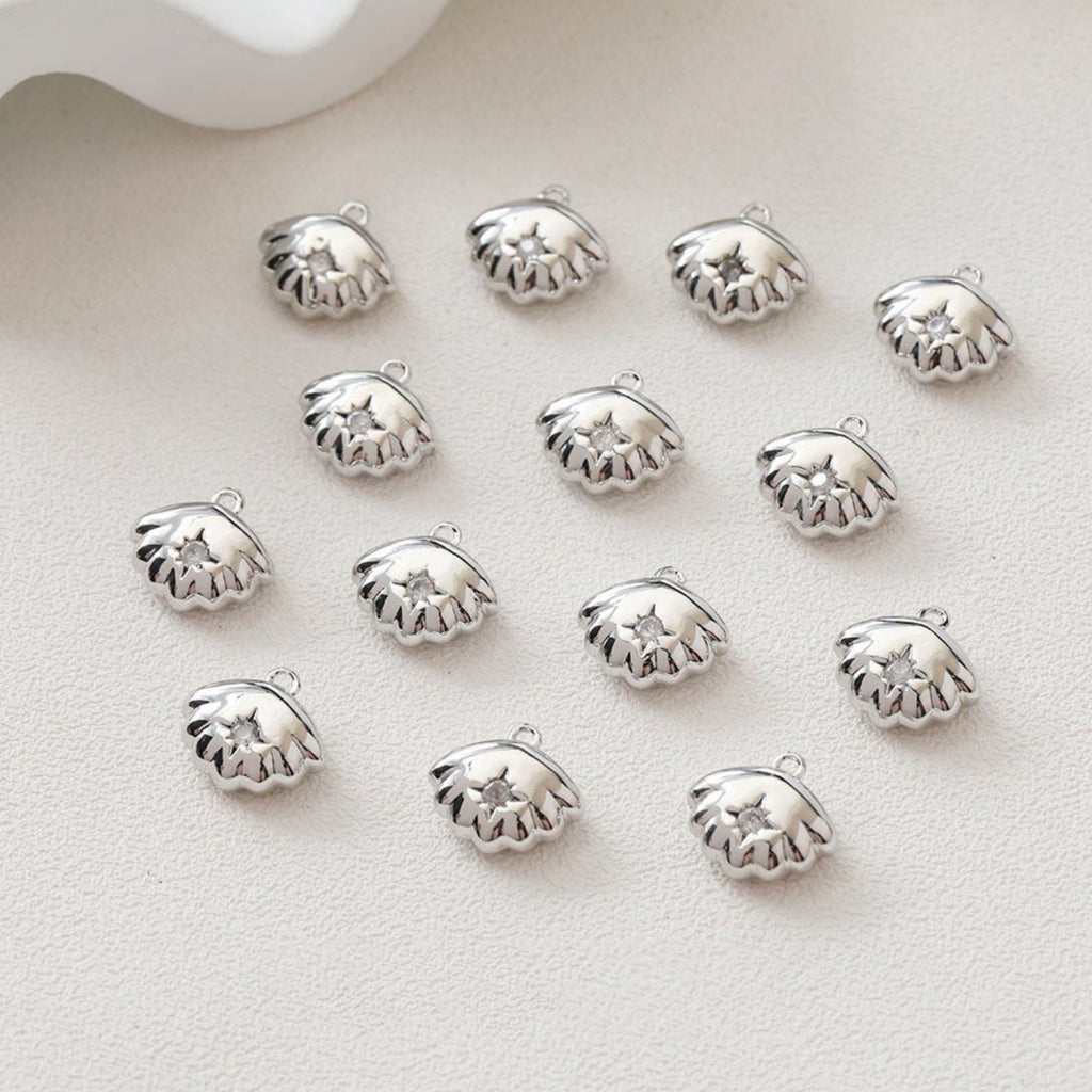 Dijes de estrella, luna, concha, triángulos, colgante de pavé cúbico de cristal, chapado en oro de 14 quilates, fabricación de collares, accesorios de joyería GZ407