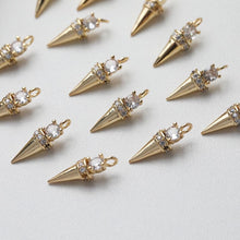 Load image into Gallery viewer, Cone Pendant, CZ Pave, 18K Gold Plated Charm, Earring Making Findings, Necklace Making Charms, Jewelry Findings GZ620