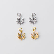 Load image into Gallery viewer, 2PCS 10x11mm Cubic Maple Leaf Charms, 18K Gold Maple Leaf Pendants, Micro pave charms for Necklace Bracelet Earring, Jewelry Findings S728
