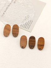 Load image into Gallery viewer, 4PCS Wood Earrings, Oval Wooden Earrings for women, Reclaimed Walnut Wood, Nickel Free, Geometric Statement Earrings Finding  JT920