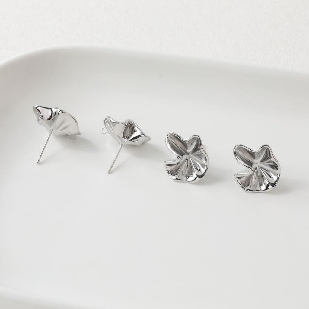 Irregular Niche Ear Post With Loop, S925 Silver Ear Pin Nickel Free Earrings, Gold/Silver Ear Stud, Hypoallergenic Earring Findings BB014