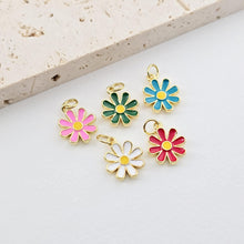 Load image into Gallery viewer, Petite Enamel Flower Charms, 18K Gold Plated Pendant,  Necklace Earring Charms, Jewelry Making Findings S1267