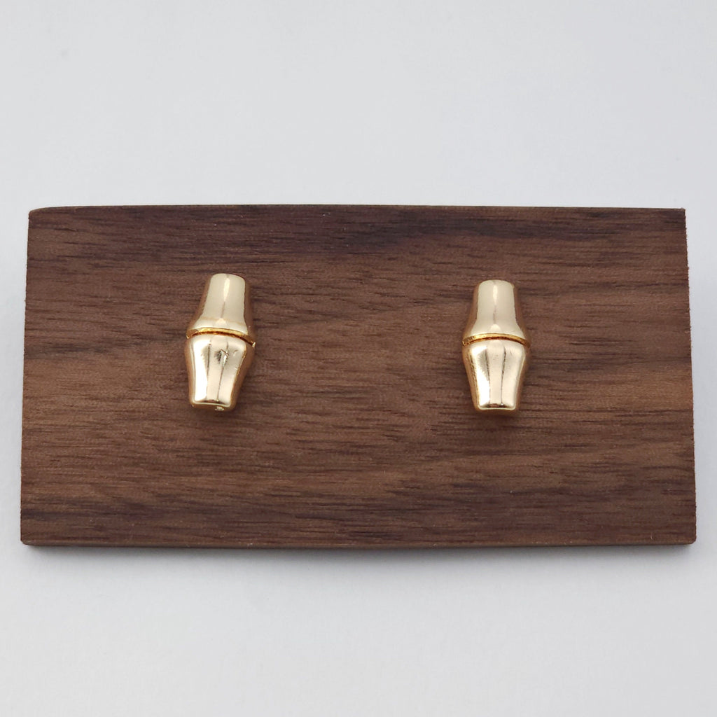 Gold Bamboo Earring Post With Loop, Bamboo Stud Earring Nickel Free, Hypoallergenic Earring Findings ZX176