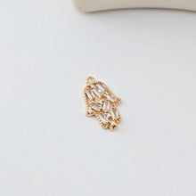 Load image into Gallery viewer, Hamsa Hand Charms, 18K Gold plated Cubic Zirconia Pave Pendant, Jewelry making supplies for Necklace and Bracelet D0293