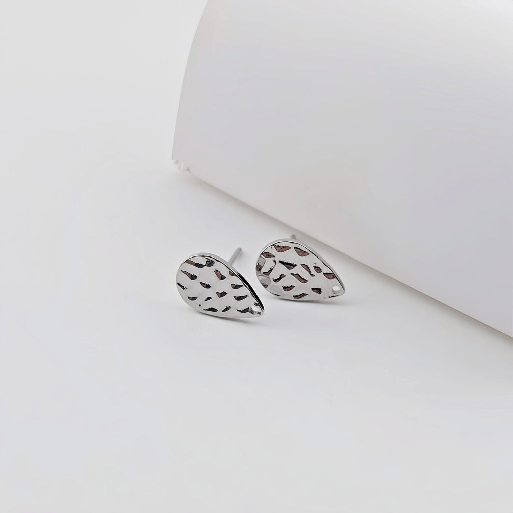 قرط أذن متدلي مطروق مع حلقة، عمود فضي، مطلي بالروديوم، خالٍ من النيكل، أقراط أذن على شكل قطرة، نتائج صناعة المجوهرات ZX274