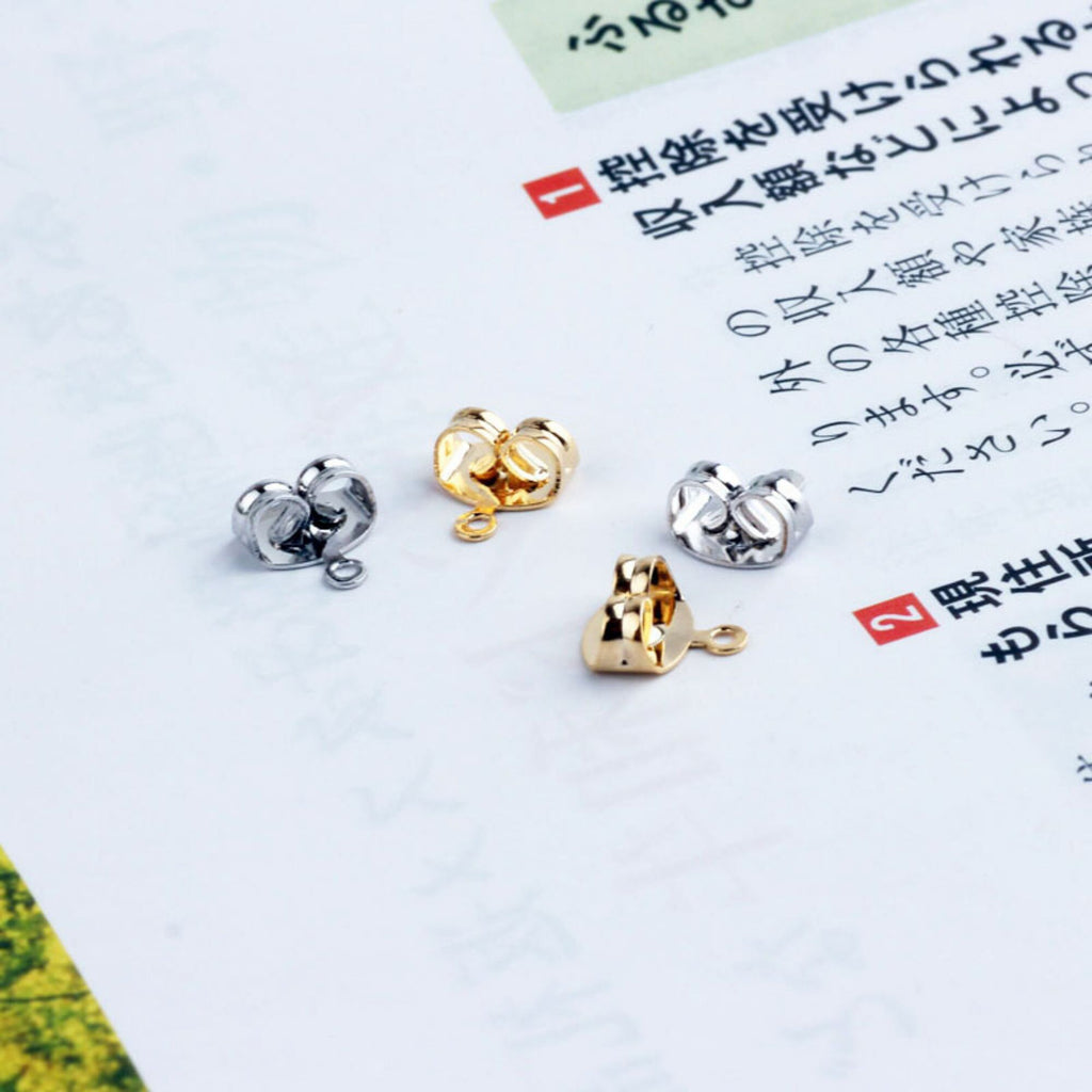 20PCS Ear Nuts with Loop, Gold Plated Earring Backs,  Earring Stoppers, Wholesale Earring Findings QR029