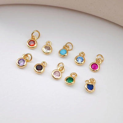 Mini Round Charm, Cubic Pendant, Real Gold Plated Brass Earring Charms, Jewelry Findings S1165