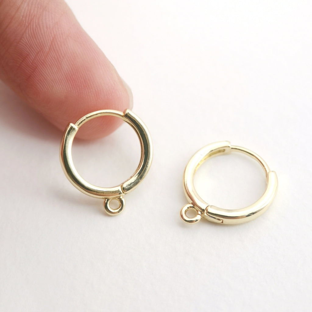 4PCS Huggie Hoops Earring Hoop, 18K Gold Plated Leverback Ear Hoops, Gold Earring Making Findings for Jewelry Making D0113