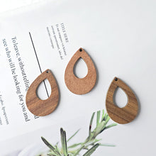 Load image into Gallery viewer, Teardrop Wood Charms, Drop Wooden Pendant, Reclaimed Walnut Wood, Geometric Statement Wood Earrings Diy Ideas JT958