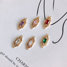 Load image into Gallery viewer, 10pcs CZ Pave Boho Connector, Cubic Zircon Crystal Pendant, Bracelet Necklace Pendant, 14K Real Gold Plated, Jewelry Findings MY056-F136