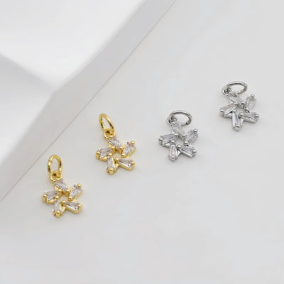 Tiny Star Charms, 8.5mm, Crystal Cubic Star Pendant, Star Connector, 18K Gold Plated, Necklace charms, Jewelry Findings S20647