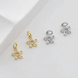 Tiny Star Charms, 8.5mm, Crystal Cubic Star Pendant, Star Connector, 18K Gold Plated, Necklace charms, Jewelry Findings S20647