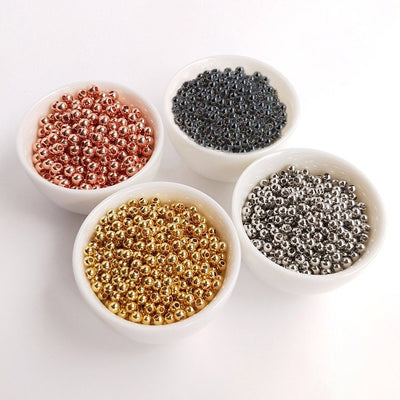 Gold/Rose Gold/White Gold/Black Plated Beads, Gold Spacer Beads, 14k gold round beads,3mm/4mm/5mm/6mm, Spacer Beads For Jewelry making