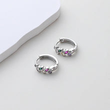 Cargar imagen en el visor de la galería, Aro de oreja con hoja arcoíris de circonita cúbica, aro huggie chapado en oro, cierre de palanca, accesorios para pendientes DIY, materiales para pendientes hechos a mano D0532-D0543