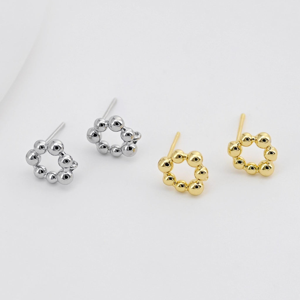 18K Gold Drop Circle Post With Loop, S925 Silver Pin, Round Stud Earring Nickel Free, 10*9.7mm, Hypoallergenic Earring Findings D0397