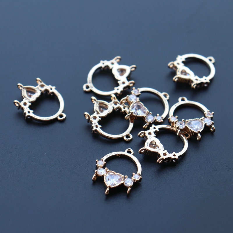 10pcs CZ Pave Round Charm, Cubic Zircon Crystal Pendant, Bracelet Necklace Pendant, 14K Real Gold Plated, Jewelry Findings JY071-F114