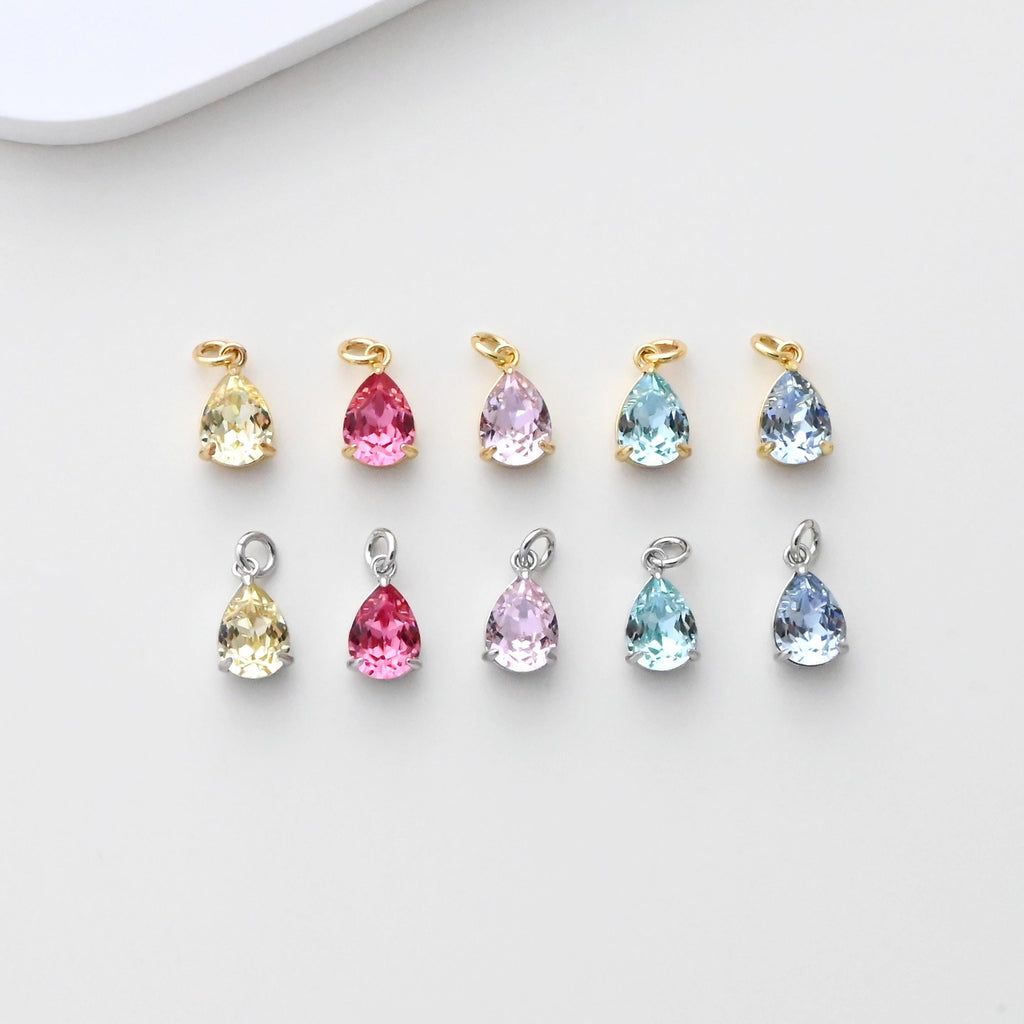Teardrop Charms, Cubic Zircon Stone Charm, Shiny Crystal Pendant, 18K Gold Plated Charms, For Necklace Making,Jewelry Findings S1398