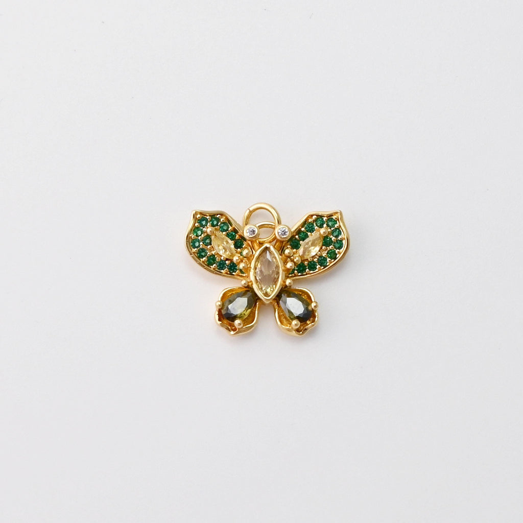 CZ Pave Butterfly Charms, Zircon Insect Charms, 18K Gold Plated Charms, For Bracelet And Earrings Making, Jewelry Findings S1455
