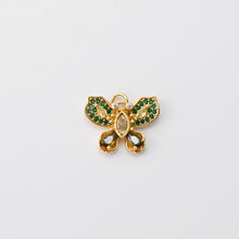 Load image into Gallery viewer, CZ Pave Butterfly Charms, Zircon Insect Charms, 18K Gold Plated Charms, For Bracelet And Earrings Making, Jewelry Findings S1455