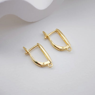 U Shape English lock with loop, Gold/Rhodium Plated Earring hoop, Hypoallergenic & Nickel-Free, DIY Handmade Earring Findings Supplies D0095