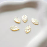 Leaf Shape White Mother-of-Pearl, MOP Shell Pendant, White Nacre, Shell Charm, Mother of Pearl Jewelry Making Findings RY004